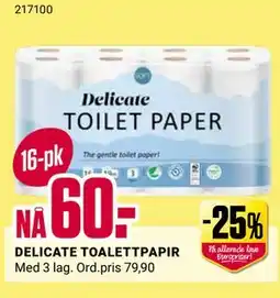 Europris DELICATE TOALETTPAPIR tilbud