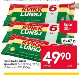 Rusta Freia Kvikk Lunsj sjokolade tilbud