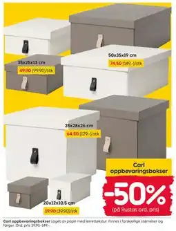 Rusta Carl oppbevaringsbokser tilbud