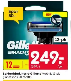 Rusta Barberblad, herre Gillette Mach3, 12-pk tilbud