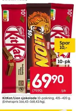Rusta KitKat/Lion sjokolade tilbud