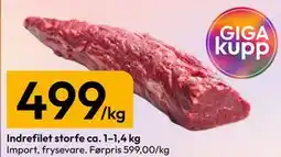 Gigaboks Indrefilet storfe ca. 1–1,4 kg tilbud