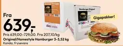 Gigaboks Original/Homestyle Hamburger 3-3,52 kg tilbud
