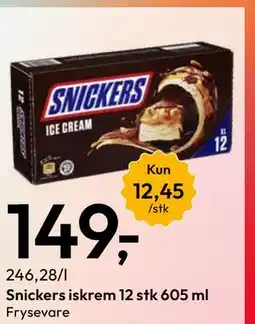 Gigaboks Snickers iskrem 12 stk 605 ml tilbud