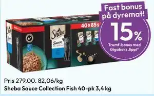 Gigaboks Sheba Sauce Collection Fish 40-pk 3,4 kg tilbud