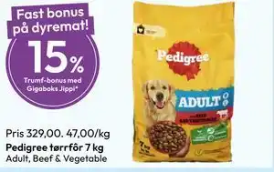 Gigaboks Pedigree tørrfôr 7 kg tilbud