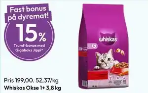Gigaboks Whiskas Okse 1+ 3,8 kg tilbud