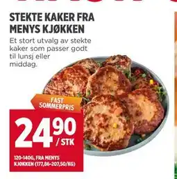 Meny STEKTE KAKER FRA MENYS KJØKKEN tilbud