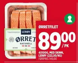 Meny ØRRETFILET tilbud