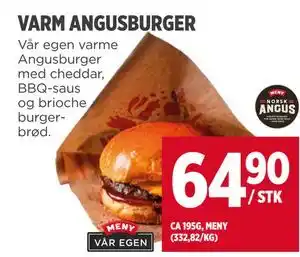 Meny VARM ANGUSBURGER tilbud