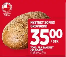 Meny NYSTEKT SOFIES GROVBRØD tilbud