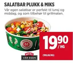 Meny SALATBAR PLUKK & MIKS tilbud