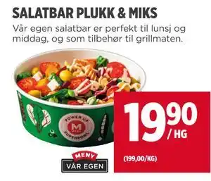 Meny SALATBAR PLUKK & MIKS tilbud