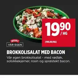 Meny BROKKOLISALAT MED BACON tilbud