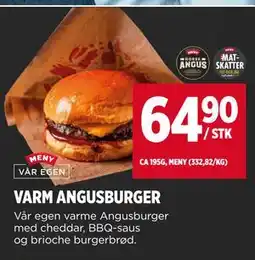 Meny VARM ANGUSBURGER tilbud
