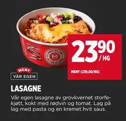 Meny LASAGNE tilbud