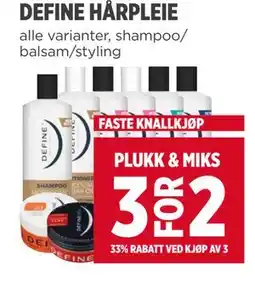 Meny DEFINE HÅRPLEIE tilbud