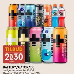 Coop Mega BATTERY/GATORADE tilbud