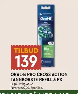 Coop Mega ORAL-B PRO CROSS ACTION TANNBØRSTE REFILL 3 PK tilbud