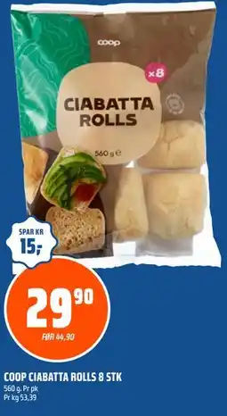 Coop Obs COOP CIABATTA ROLLS 8 STK tilbud