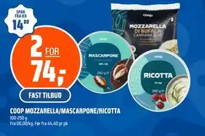 Coop Obs COOP MOZZARELLA/MASCARPONE/RICOTTA tilbud