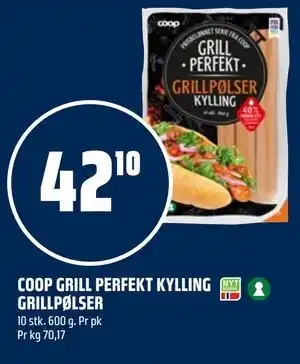 Coop Obs COOP GRILL PERFEKT KYLLING GRILLPØLSER tilbud