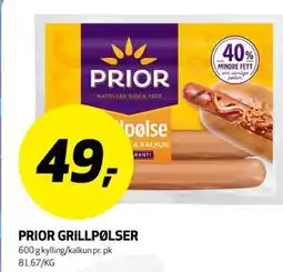 Bunnpris PRIOR GRILLPØLSER tilbud