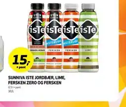 Bunnpris SUNNIVA ISTE JORDBÆR, LIME, FERSKEN ZERO OG FERSKEN tilbud