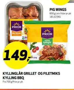 Bunnpris KYLLINGLÅR GRILLET OG FILETMIKS KYLLING BBQ tilbud