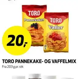 Bunnpris TORO PANNEKAKE- OG VAFFELMIX tilbud
