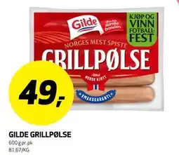 Bunnpris GILDE GRILLPØLSE tilbud