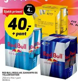 Bunnpris RED BULL REGULAR, SUKKERFRI OG YELLOW EDITION tilbud