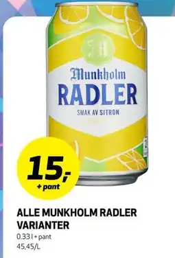Bunnpris ALLE MUNKHOLM RADLER VARIANTER tilbud