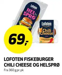 Bunnpris LOFOTEN FISKEBURGER CHILI CHEESE OG HELSPRØ tilbud