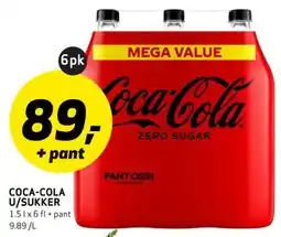 Bunnpris COCA-COLA U/SUKKER tilbud