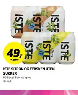 Bunnpris ISTE SITRON OG FERSKEN UTEN SUKKER tilbud