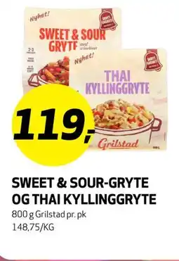 Bunnpris SWEET & SOUR-GRYTE OG THAI KYLLINGGRYTE tilbud