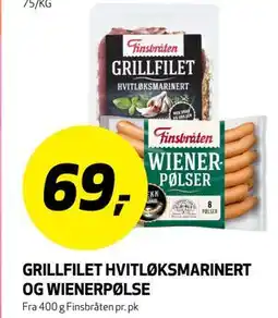 Bunnpris GRILLFILET HVITLØKSMARINERT OG WIENERPØLSE tilbud