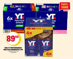 Coop Extra Tine YT proteinshake/ restitusjonsdrikk 6 pk tilbud
