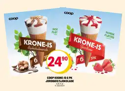 Coop Extra Coop krone-is 6 pk jordbær/sjokolade tilbud