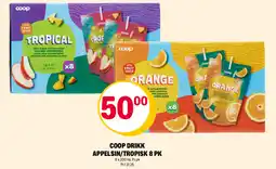 Coop Extra Coop drikk appelsin/tropisk 8 pk tilbud
