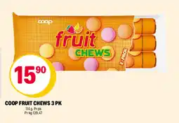 Coop Extra Coop fruit chews 3 pk tilbud