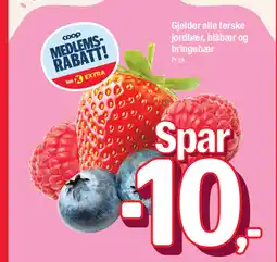 Coop Extra Gjelder alle ferske jordbær, blåbær og bringebær tilbud