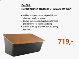 Kitch'n Eva Solo Nordic Kitchen brødboks 21x26x39 cm svart tilbud