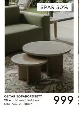Skeidar OSCAR SOFABORDSETT tilbud