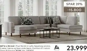 Skeidar Pixel Nordic U-sofa tilbud