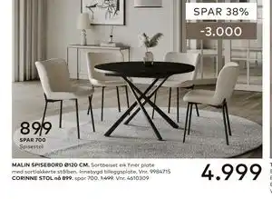 Skeidar MALIN SPISEBORD Ø120 CM tilbud