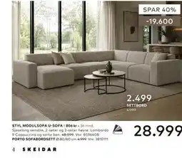 Skeidar STYL MODULSOFA U-SOFA tilbud