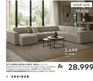 Skeidar STYL MODULSOFA U-SOFA tilbud