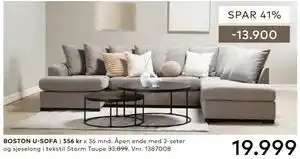 Skeidar BOSTON U-SOFA tilbud